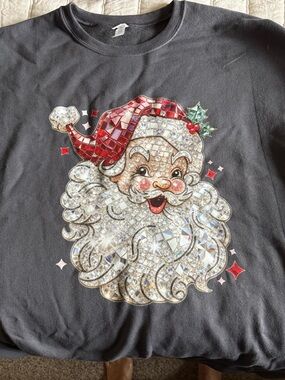 Jerzees Black Santa Sparkle Crewneck Sweatshirt